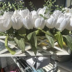 LONG white Artificial Tulip Plant Holder