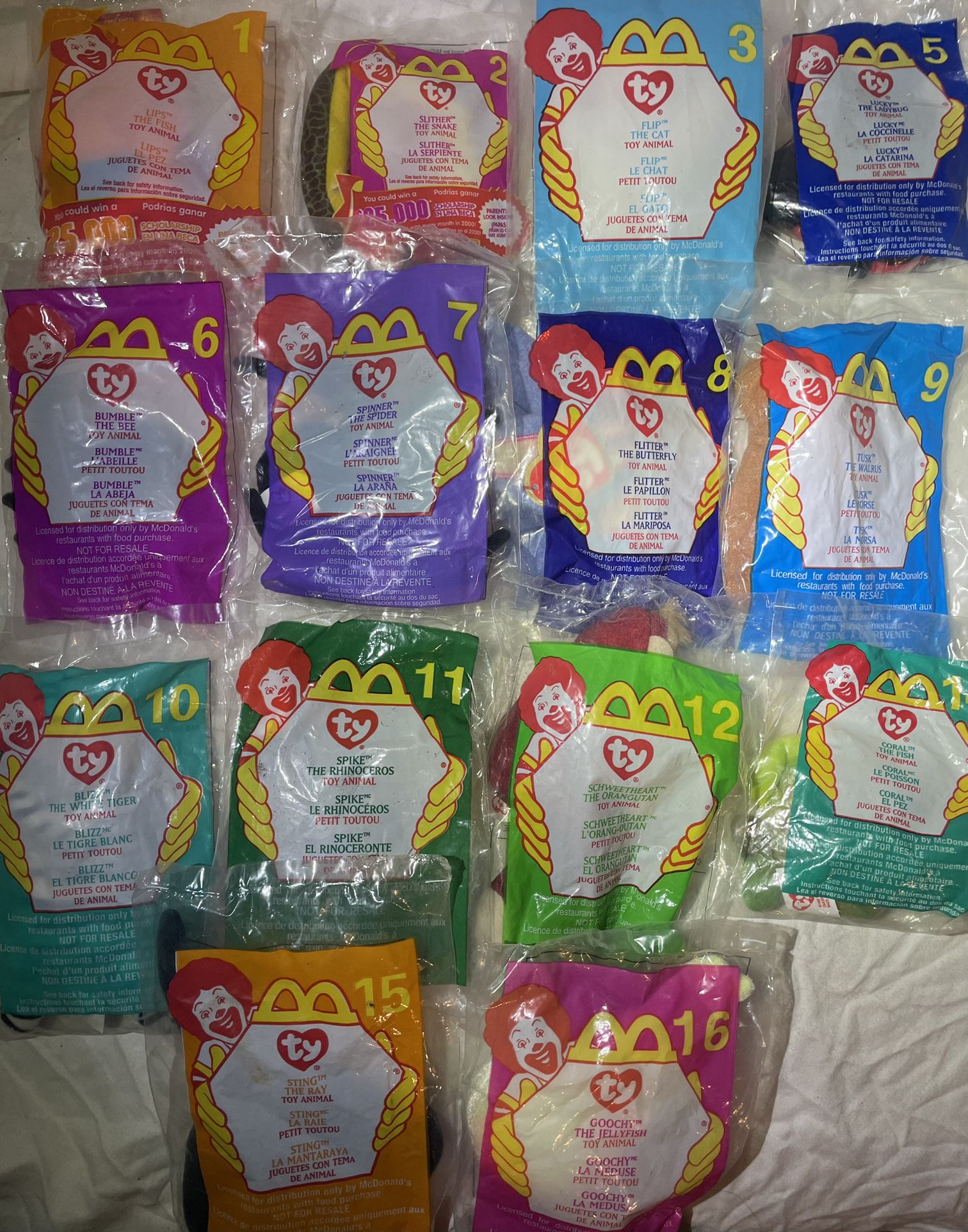 McDonald’s - Happy Meal Toy - Ty Beanie Babies - Collection #1 - #16 (2 Missing)