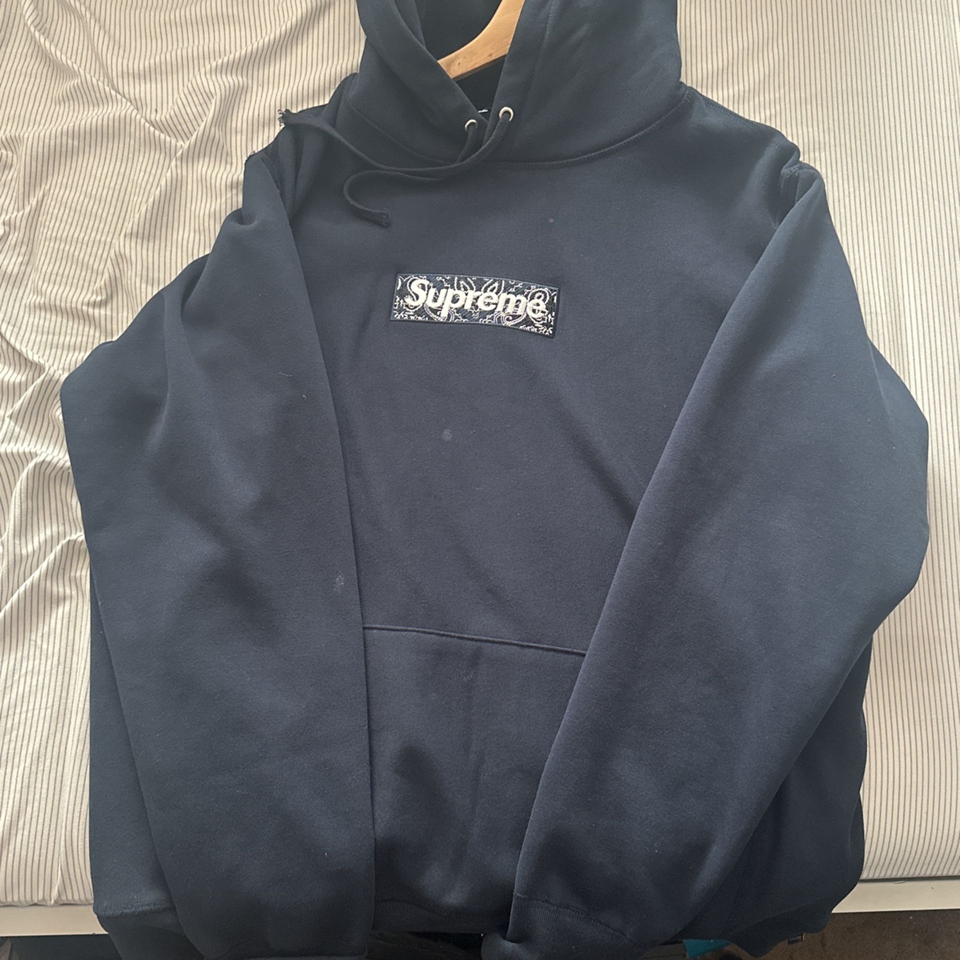 Supreme Bandana Box Logo Pullover Hoodie Blue Hooded Sweatshirt