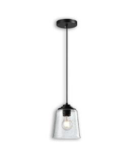 Modern Bubble Glass Pendant Light, 6"x6"x7.5" Rain-Drop Glass Hanging Fixture with Chrome Finish Base, Adjustable 15"-72" Cord, E26 Socket for Dining