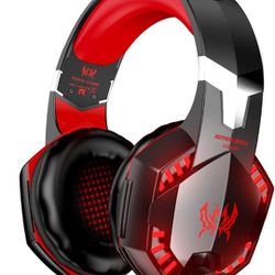 Red light Up Gamer Headphones With Microphone 