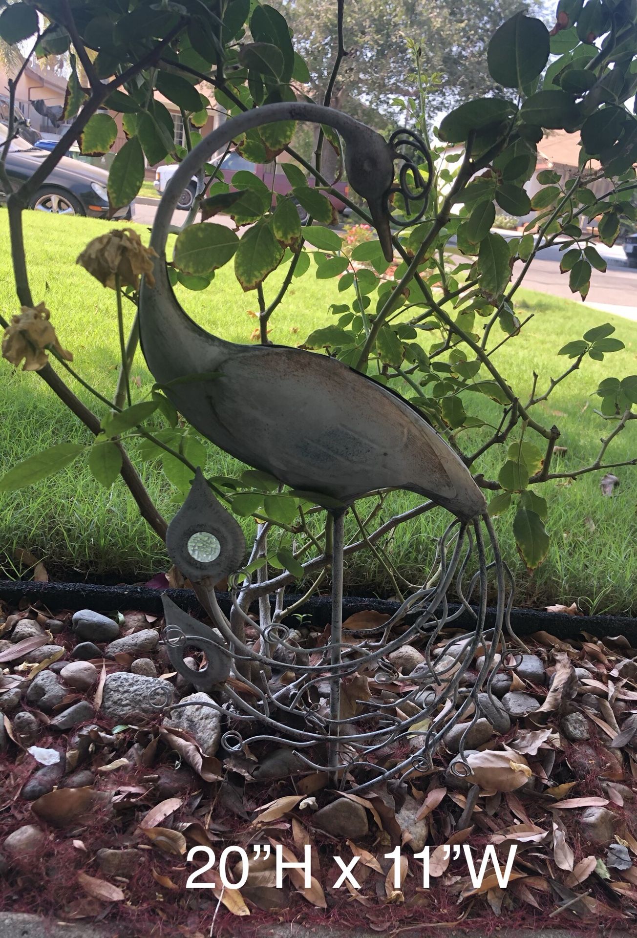 Iron phoenix yard decoration, 20” tall x 11” wide