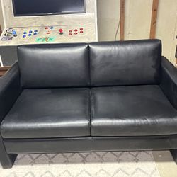 Black Faux Leather 2 Seater Sofa Couch
