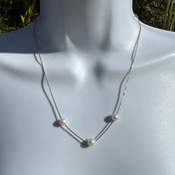 New Maui Divers 18" Freshwater Pearl Necklace in Sterling Silver