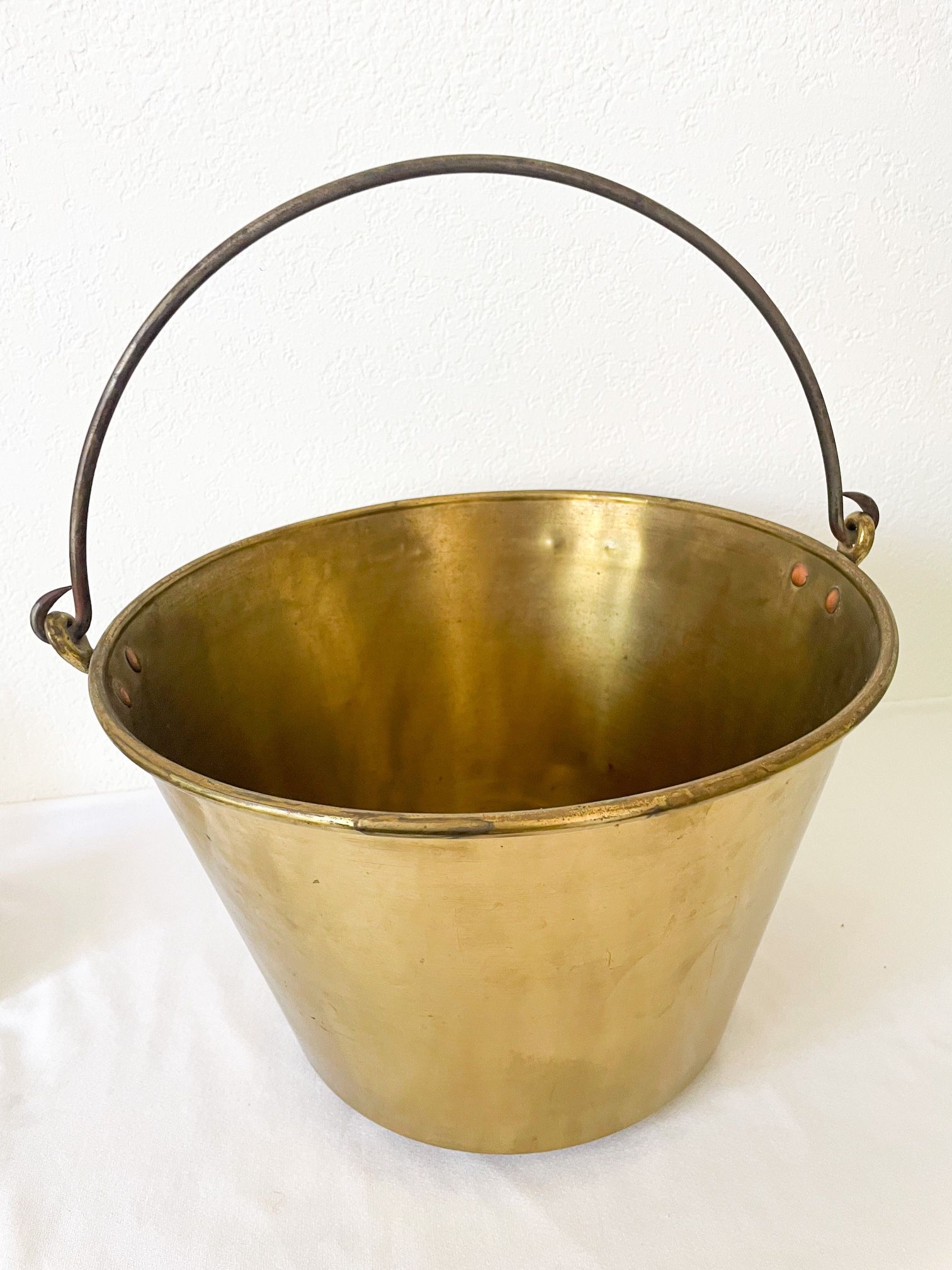 Antique Large Brass Kettle 4 American Kettle Manufacturers Late 19th Century.