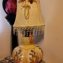 Big Vintage Lamp.i Decorated Lamp Shade.