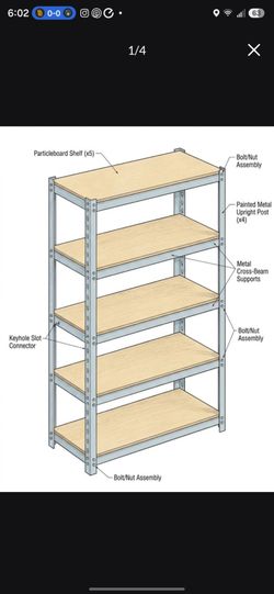 5-Shelf Metal and Particleboard Storage Shelving Unit