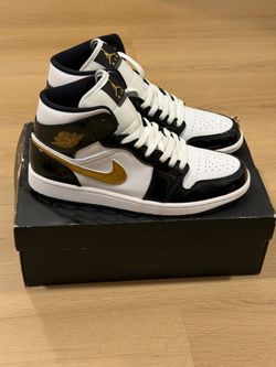 Jordan 1 Metallic Gold White Black Men Size 10.5