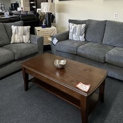 Grey sofa and love seat 2pc set