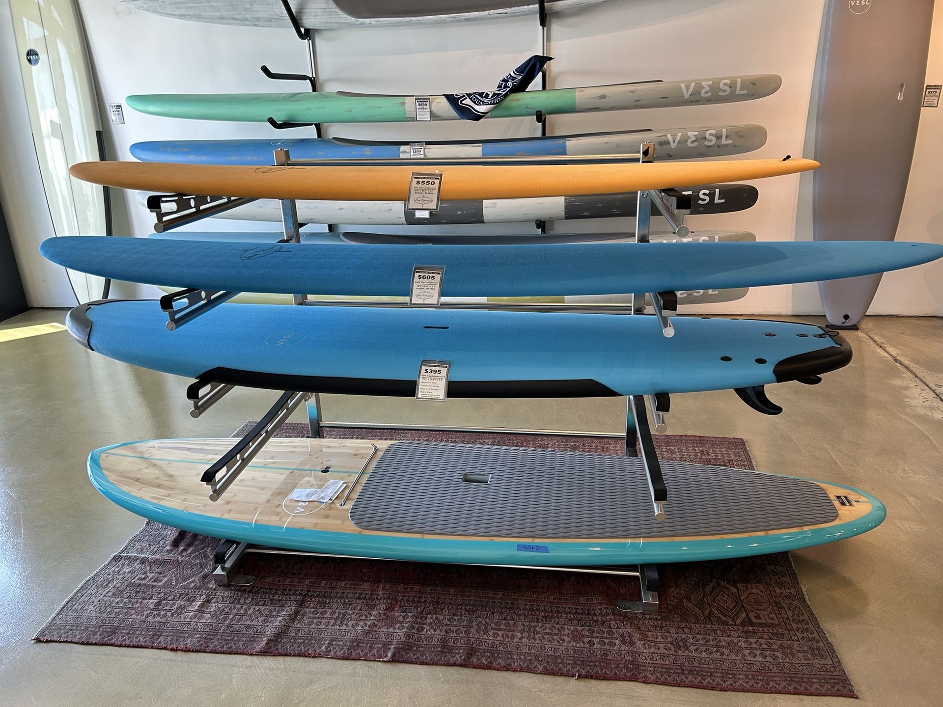 Stainless Steel Outdoor Paddle Board Rack - Holds 5