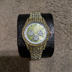 Montres Carlo Yellow Bling Silver Watch 