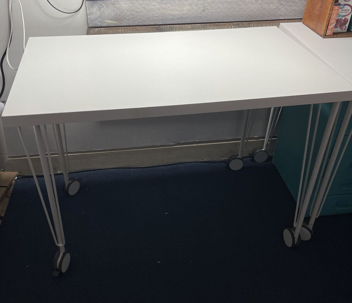 Ikea Linnmon  Desk Top With Krille Rolling Metal Legs (39” L X 23.8” D)