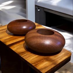 Walnut Wood Tea Light Candle Holders 