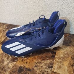 New Adidas FX4250 Adizero Scorch Navy Blue White Men's Football Cleats Size 10 Or 12