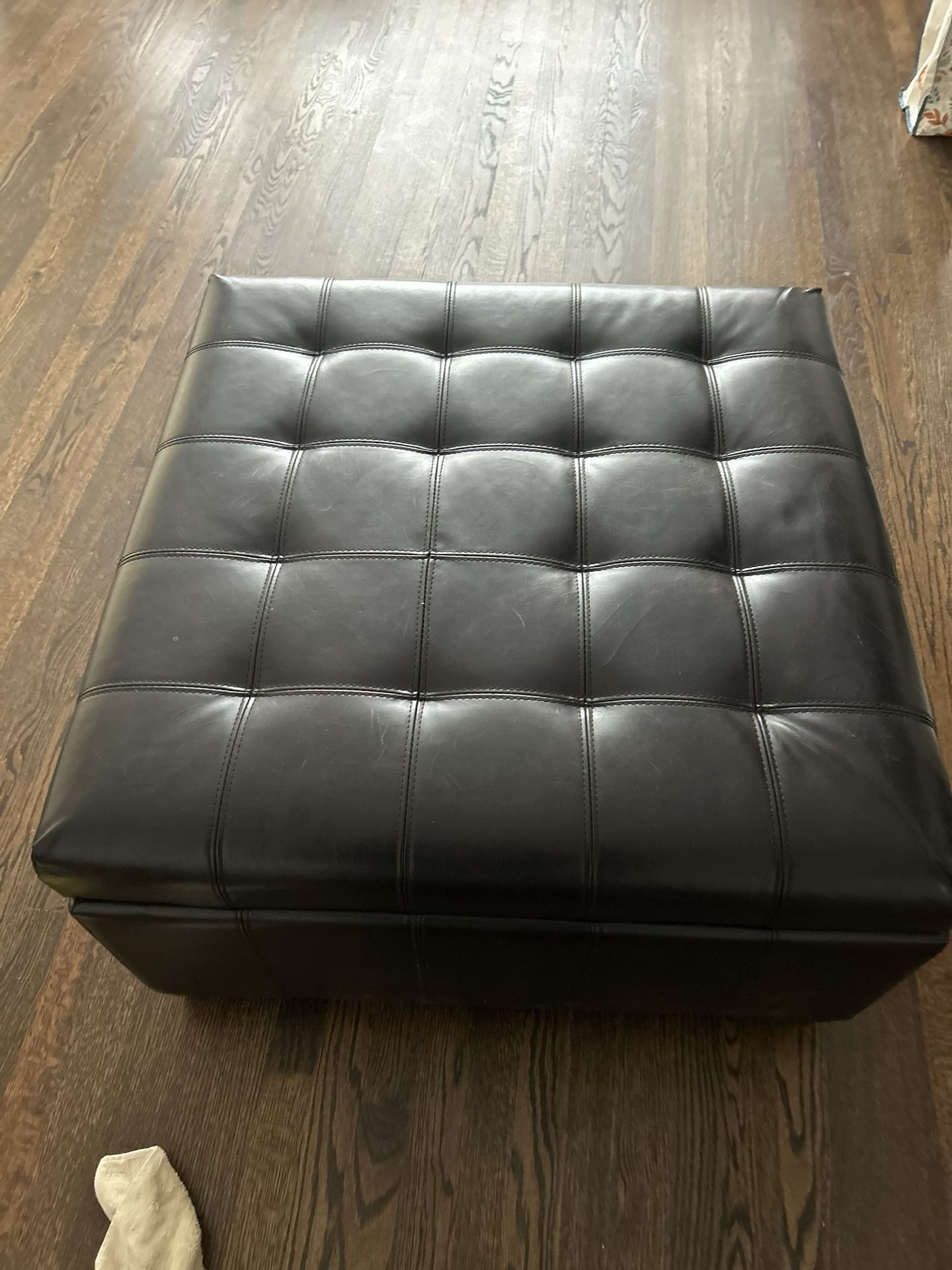 Large Faux Leather Ottoman 