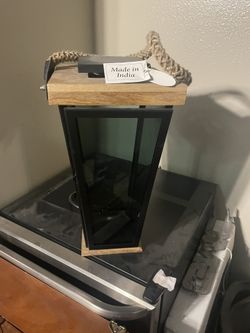 Wood Glass Lantern 