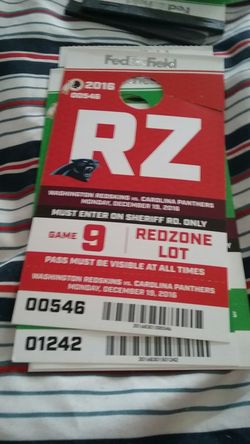 Redskins Panthers Parking Pass
