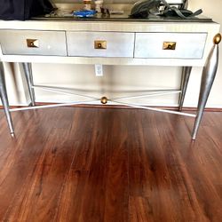 Lacquer And Guilded Console Table With Three Drawers