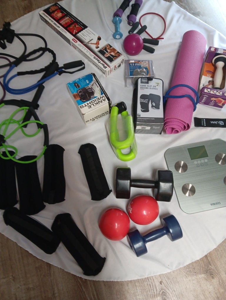 Dumbbells, Ankle Weights, Pull UP Bar. Digital SCALE AND MORE