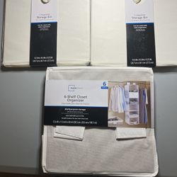 Mainstays 6-shelf + 2 Collapsible Fabric Storage Bins