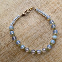 Crystal Opalite With Peridot Bracelet