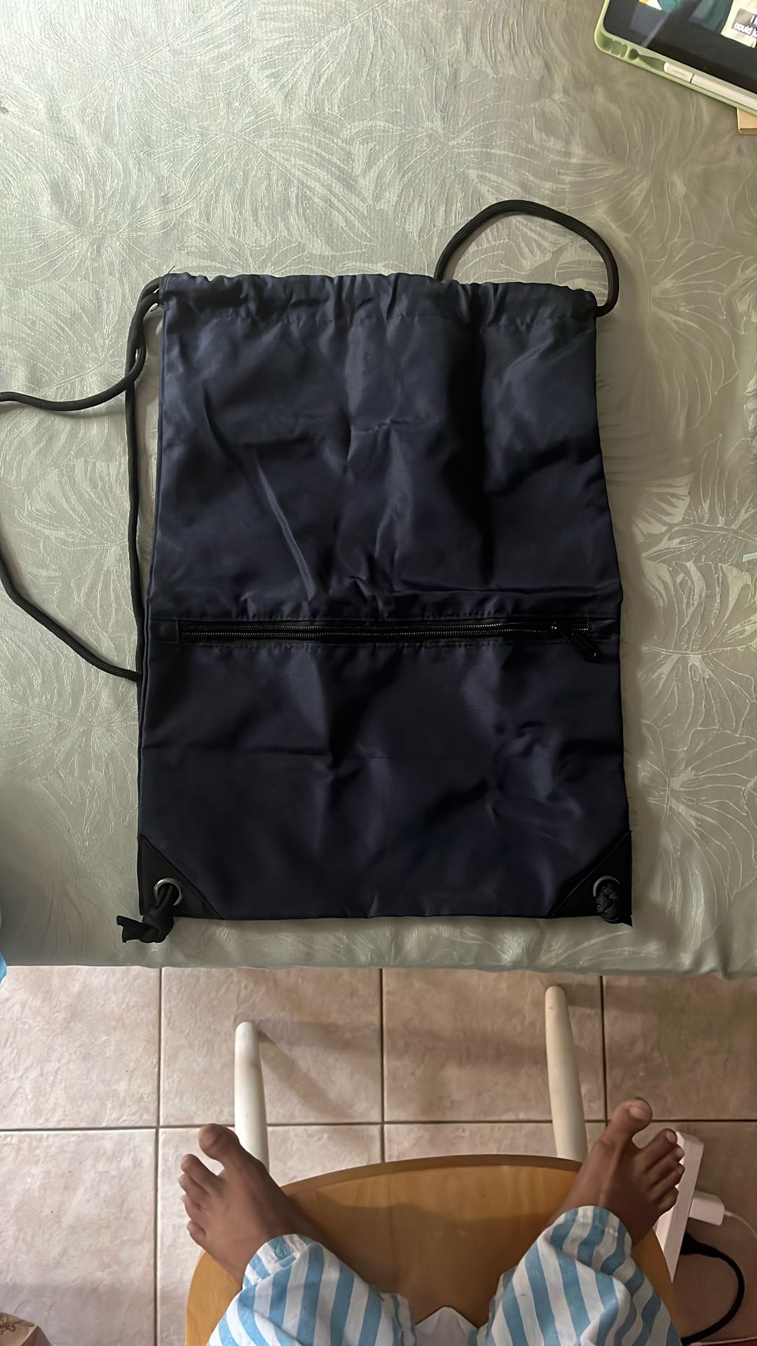 Drawstring Backpack Bag Sport Gym Sackpack (Navy Blue)