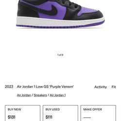 2023 Air Jordan 1 Low “Purple Venom” 