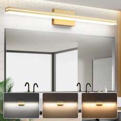  LED Modern Bathroom Vanity Light Fixtures (40-Inch, 3000K/4000K/6000K, Dimmable), Gold Modern Acrylic Bathroom Wall Lighting Fixtures Over Mirror