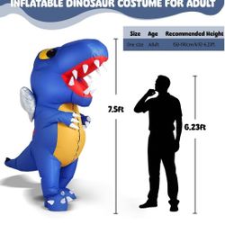 Inflatable T-Rex Costume for Adult, Blow-Up Dinosaur Suit for Halloween