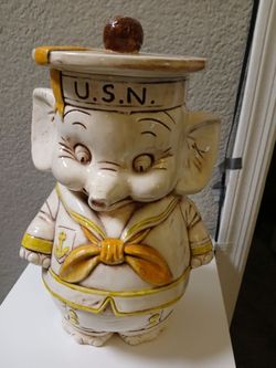 US Navy elephant sailor cookie jar
