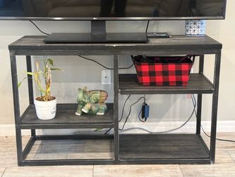 Industrial TV Stand Media Console Gray Wood & Black Metal 48” Entertainment Center