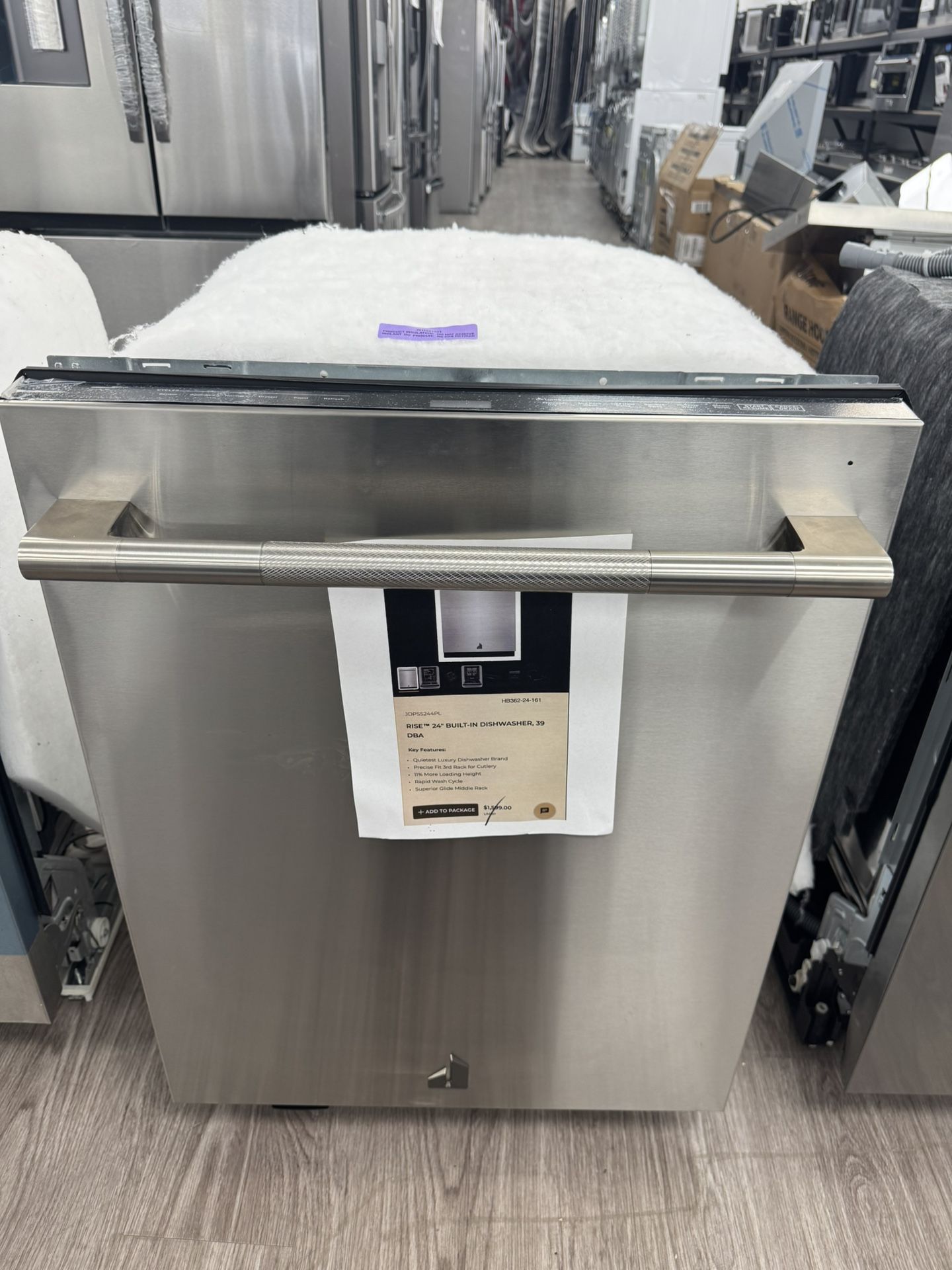 JennAir - RISE Series Top Control Built-In Stainless Steel Tub Dishwasher with 3rd Rack and 39 dBA - Stainless Steel Model:JDPSS244PL