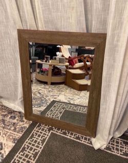 26-in W x 32-in H Walnut Woodgrain Beveled Wall Mirrors