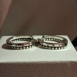 Pandora Authentic New Sterling Silver Signature Beaded Hoop Earrings 