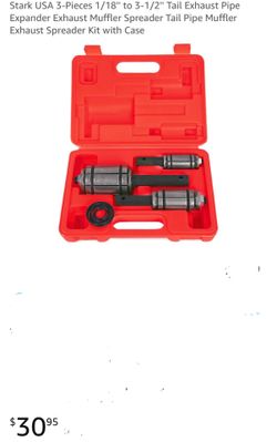 Stark USA 3-Pieces 1/18" to 3-1/2" Tail Exhaust Pipe Expander Exhaust Muffler Spreader Tail Pipe Muffler Exhaust Spreader Kit with Case