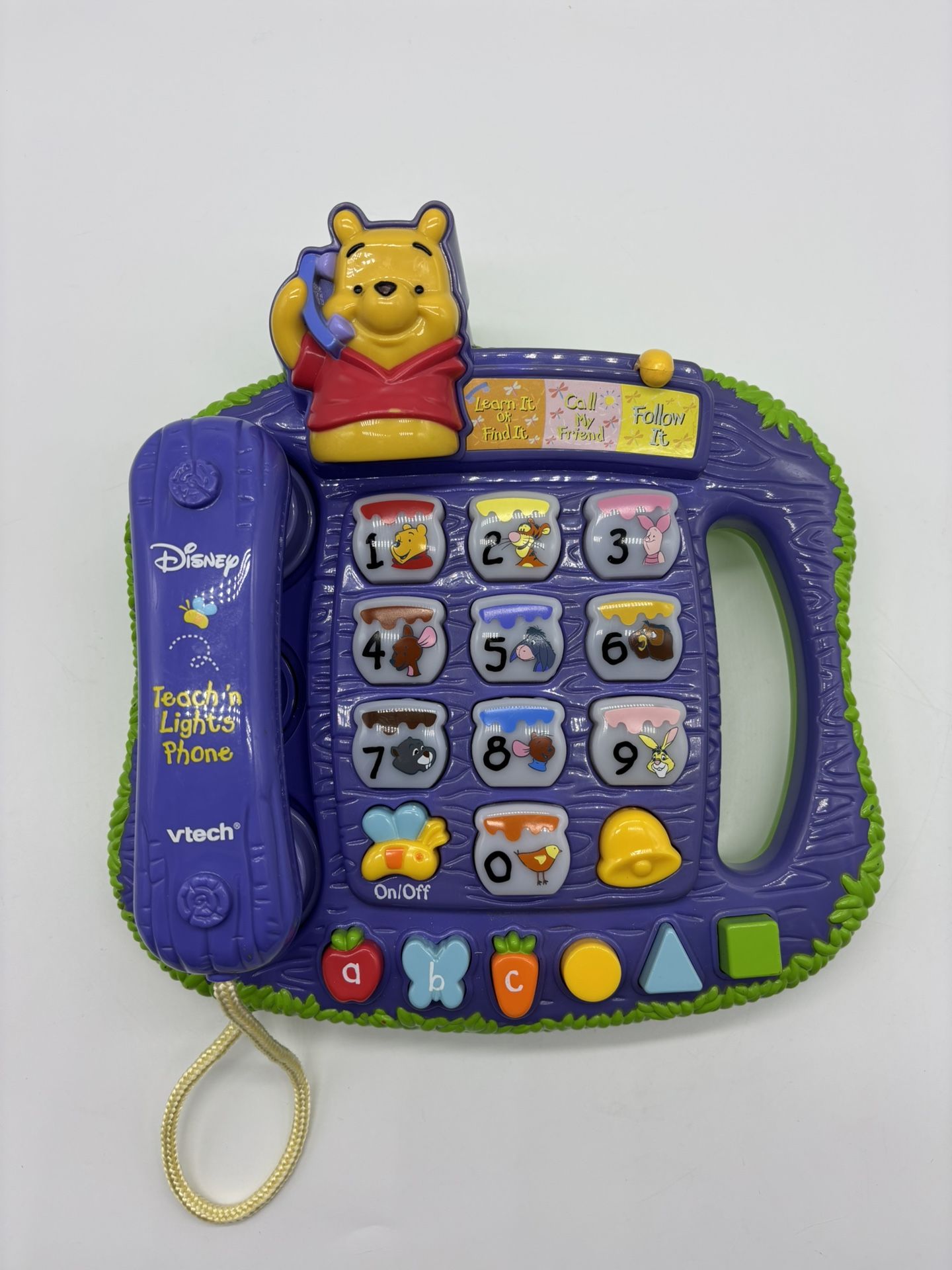 VTech Disney Winnie The Pooh & Friends Teach N Lights Phone Learning Toy Tested
