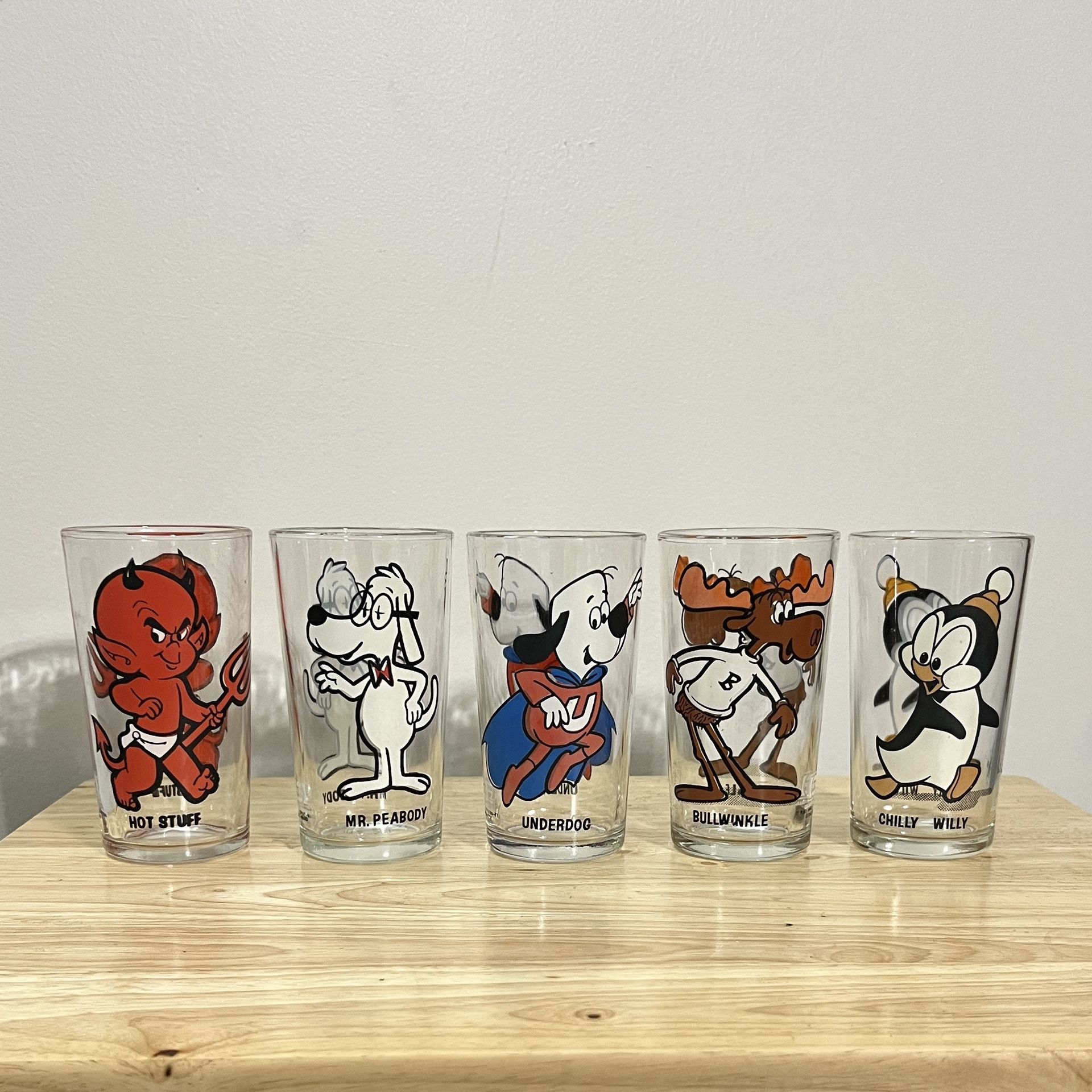 Vintage Pepsi Collector Glasses Lot of 5