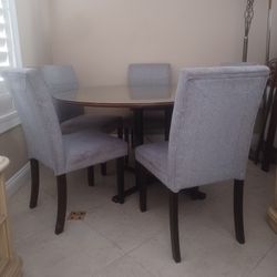 Round Glass Dining Table Set With 4 Sturdy Chairs 