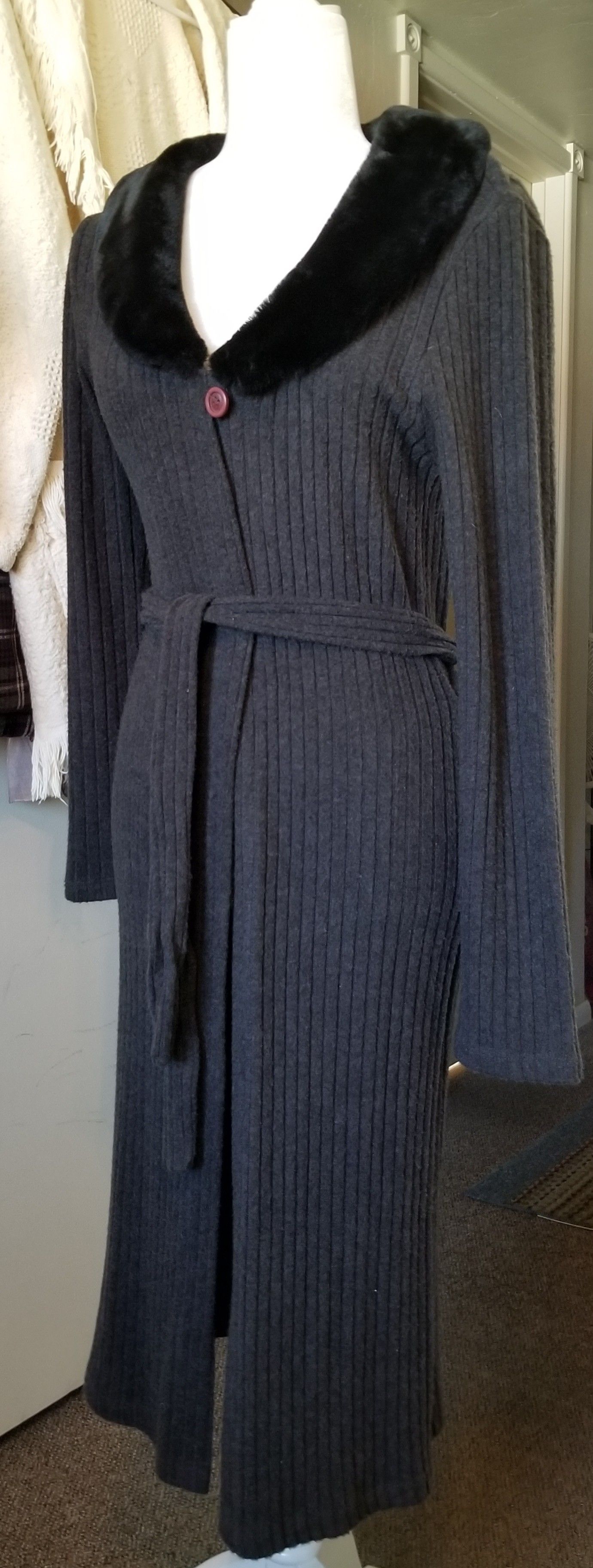 Long black sweater coat
