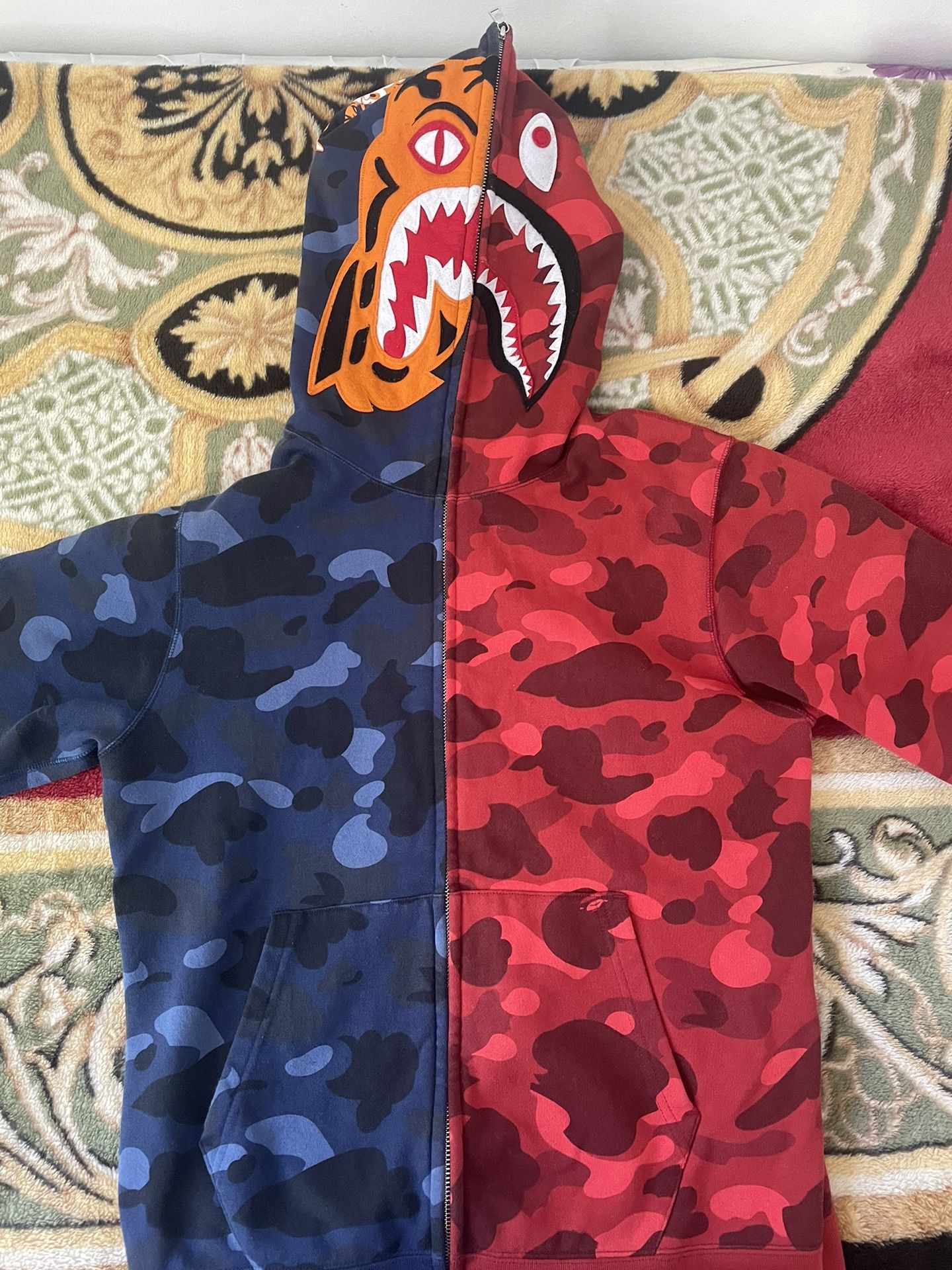 BAPE Color Camo Tiger Shark Half Full Zip Hoodie