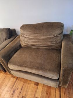 Reclining  sofa velvet dark green
