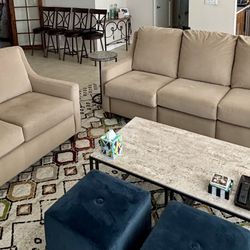 Bassett Furniture Large Sofa & Love Seat - Like New - With Recliners 