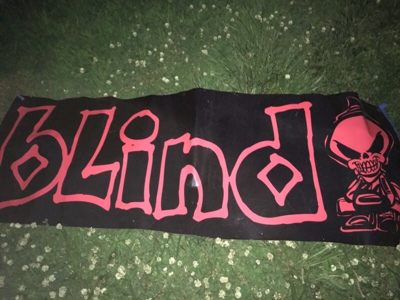 Blind poster. Heavy plastic. Approx 5' long