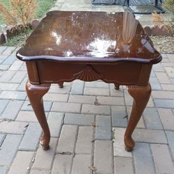 Solid Dark Wood End Table For Sale 
