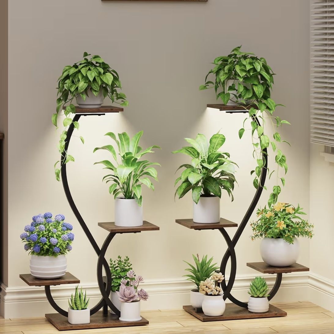 BACEKOLL Plant Stand Indoor with Grow Lights - 2 Pack