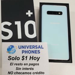 SAMSUNG GALAXY S10 PLUS 128GB UNLOCKED.  DRONE $1 DOWN TODAY REST IN PAYMENTS.NO CREDIT CHECK 