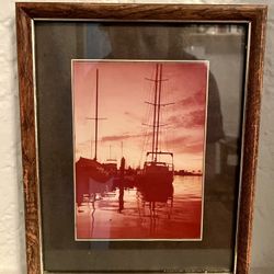 Vintage 1980 Framed Nautical Photo – Mission Bay, San Diego (9×11)
