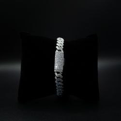 Silver Moissanite Cuban Bracelet