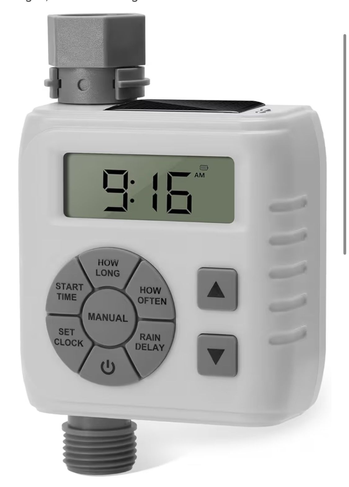 Sprinkler timer, programmable irrigation water timer for garden hose, dual solar/battery power and professional leak-proof design, irrigation system