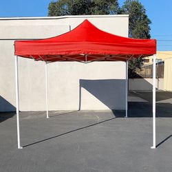 (NEW) $110 Outdoor 10x10 FT EZ PopUp Party Tent Patio Canopy Shelter w/ Carry Bag (Black/Red) 